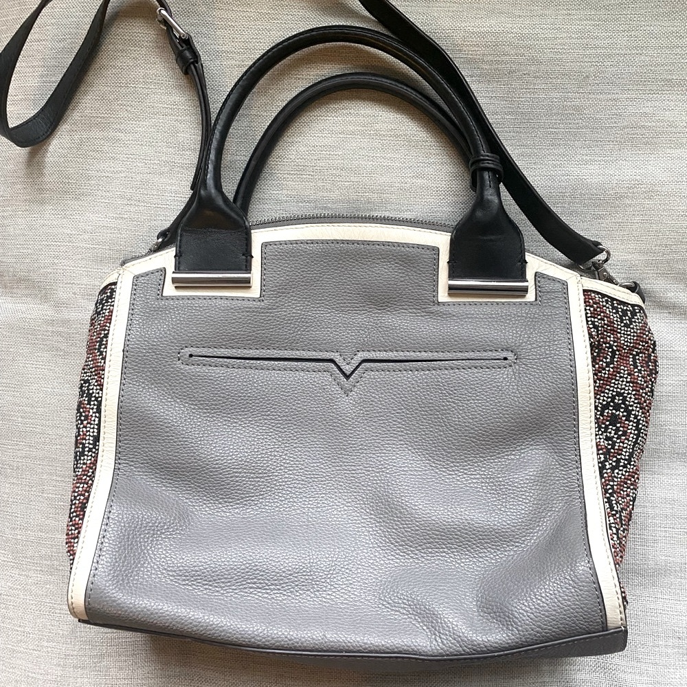 Vince Camuto Gray, Black & White Satchel with Beaded Sides